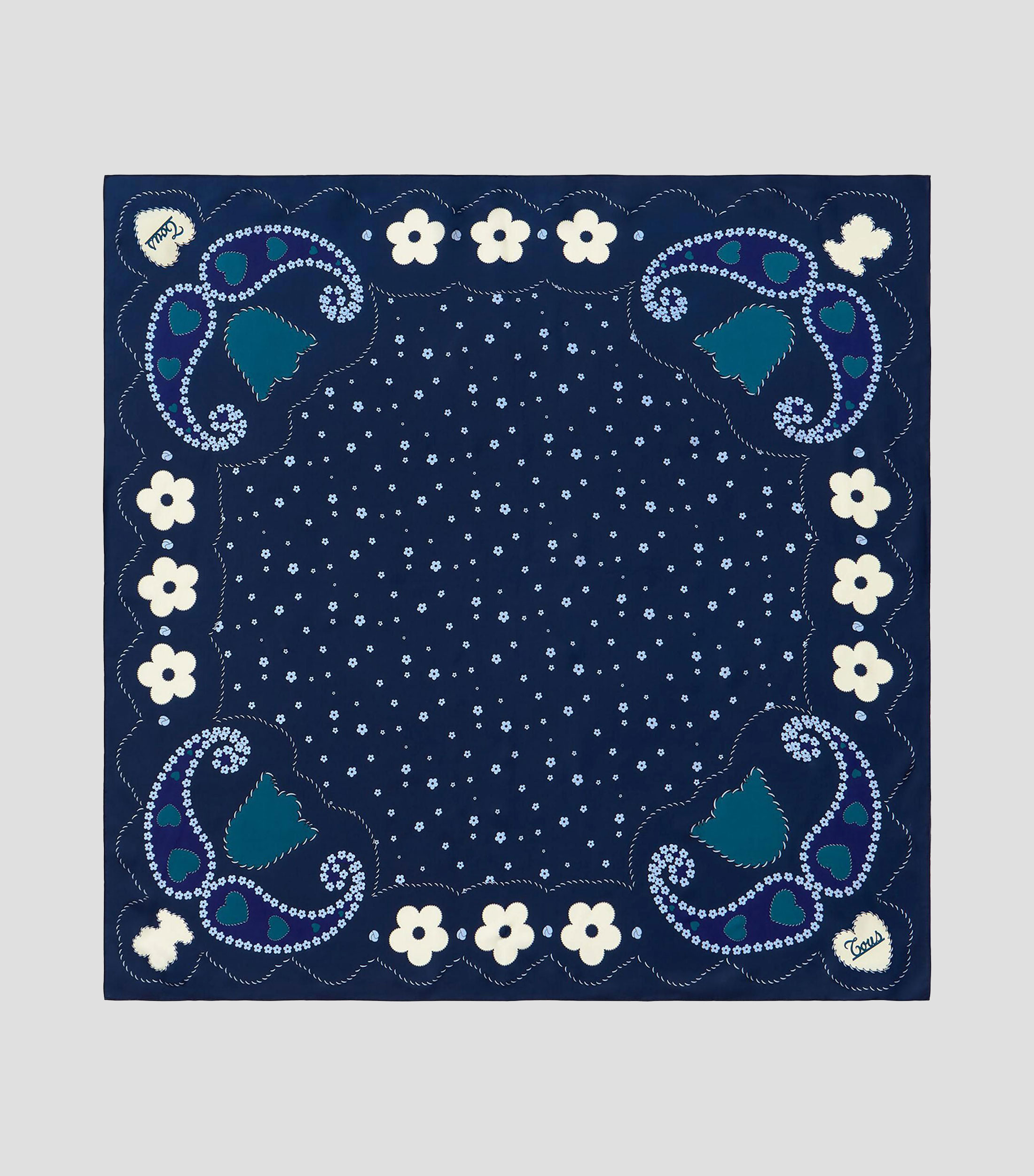 Pañuelo en seda multicolor estampado Mujer